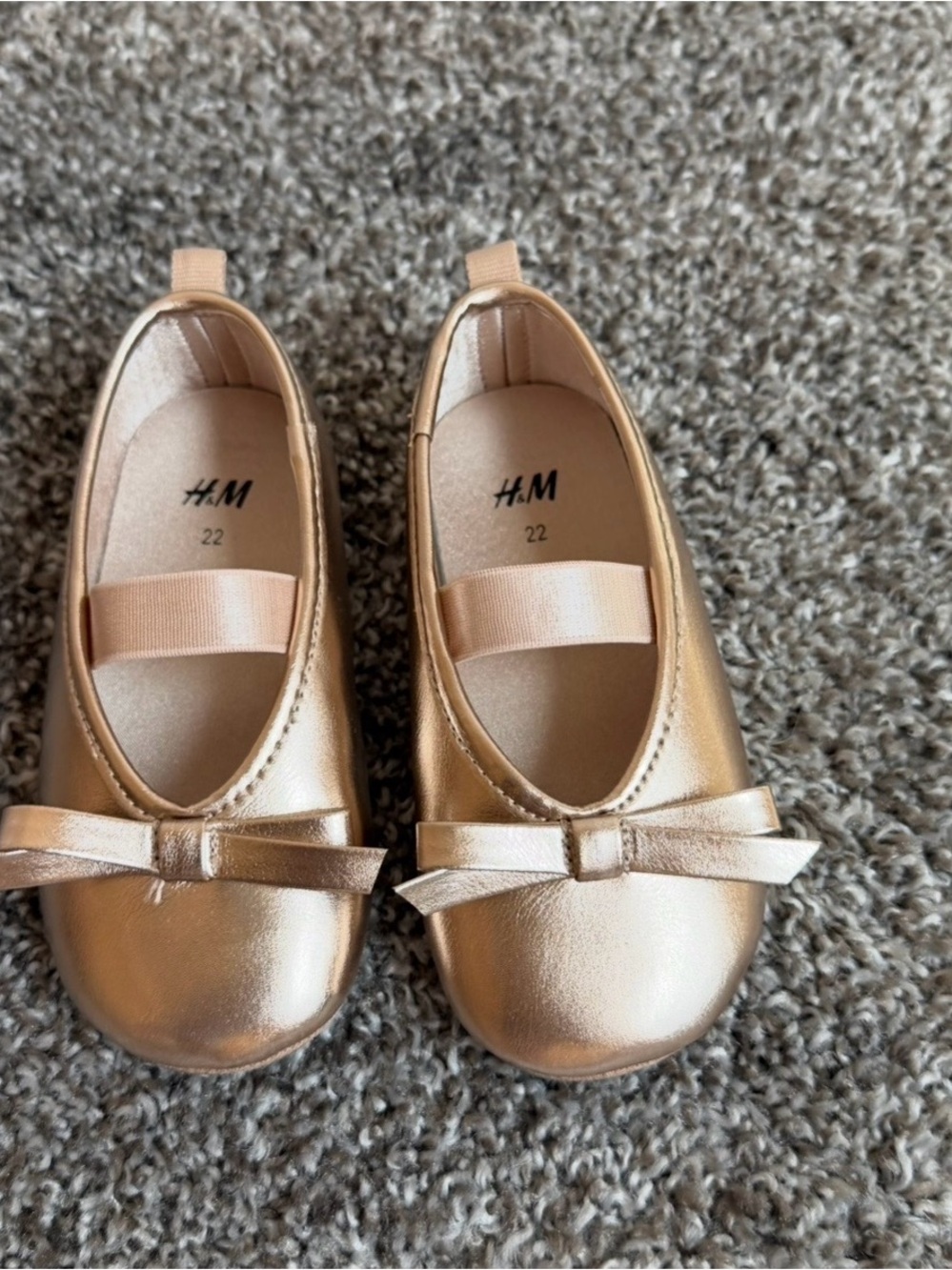 H&M Girls Rose Gold Bow Ballet Flats